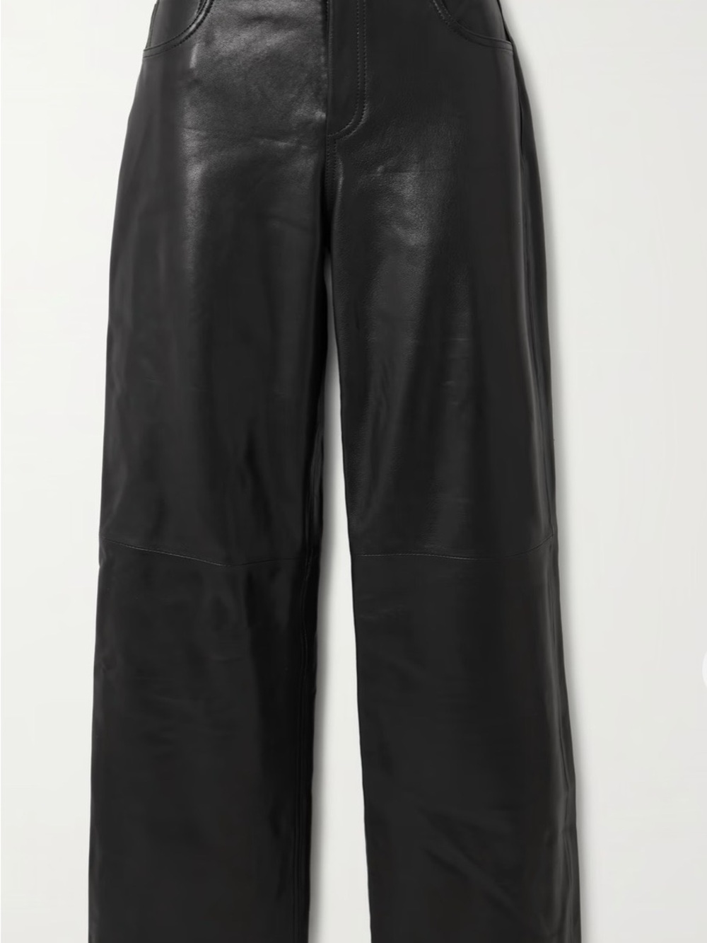 Nour Hammour High-Rise Black Wide-Leg Leather Trousers